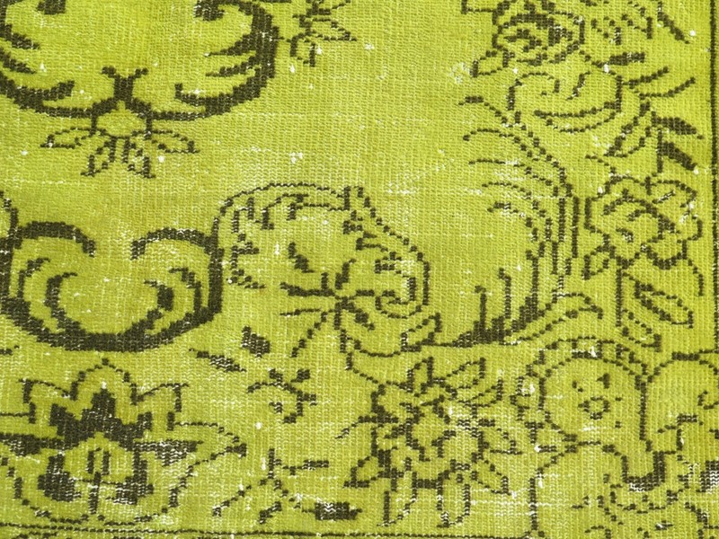 Vintage Rug, Area Rugs, Handmade Carpet, Green Overdyed Rug, Wool Rug 61"x105" gallery