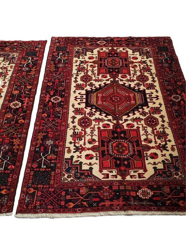 Twin PAIR of Karejeh rugs Hand Woven - 4'11" x 6'5" + 4'11" x 6'7" gallery