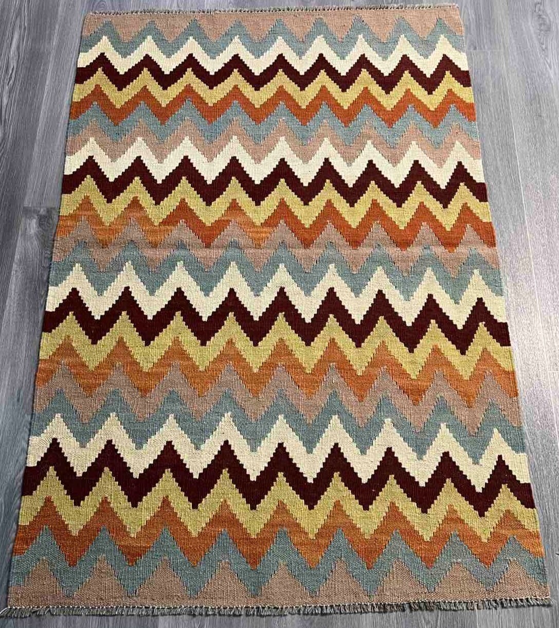 Vintage Kilim Traditional Hand Made Oriental Wool Kilim 5ftx3.2ft 154cmx103cm gallery