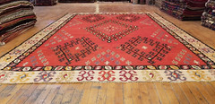Stunning 1900-1939s Antique Wool Natural Dye Flat-Woven Kilim 6’8″×9’9″