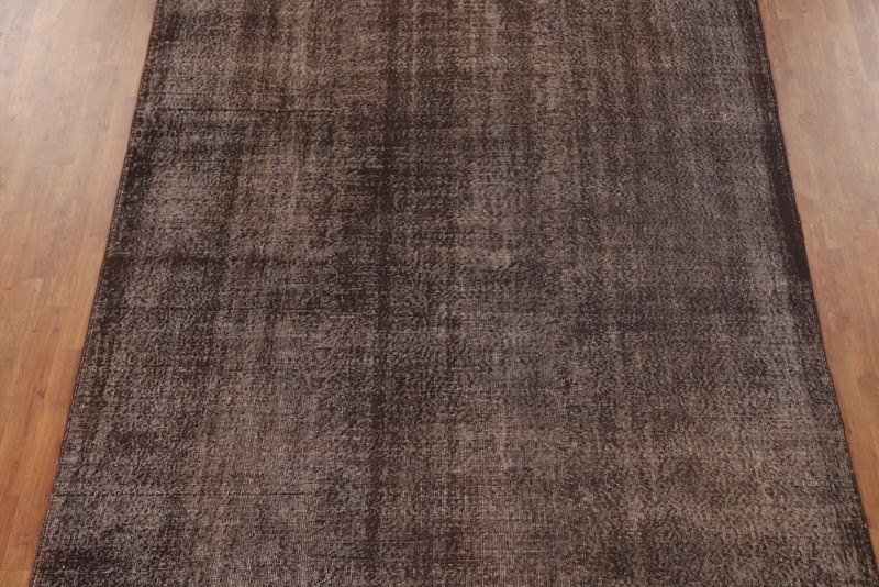 Over-Dyed Anatolian Turkish Area Rug 7x11 Wool Dark Brown Room Size Carpet gallery