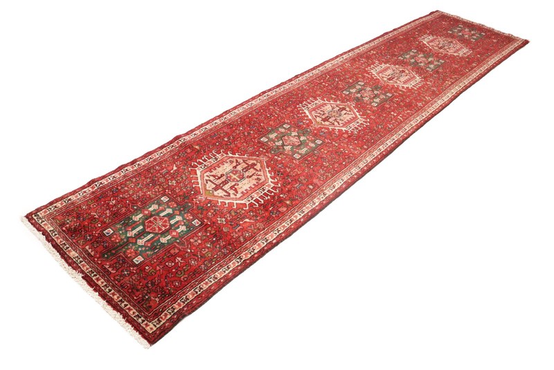 Geometric Tribal Design Vintage Red 3X13 Hand-Knotted Oriental Runner Rug Carpet gallery