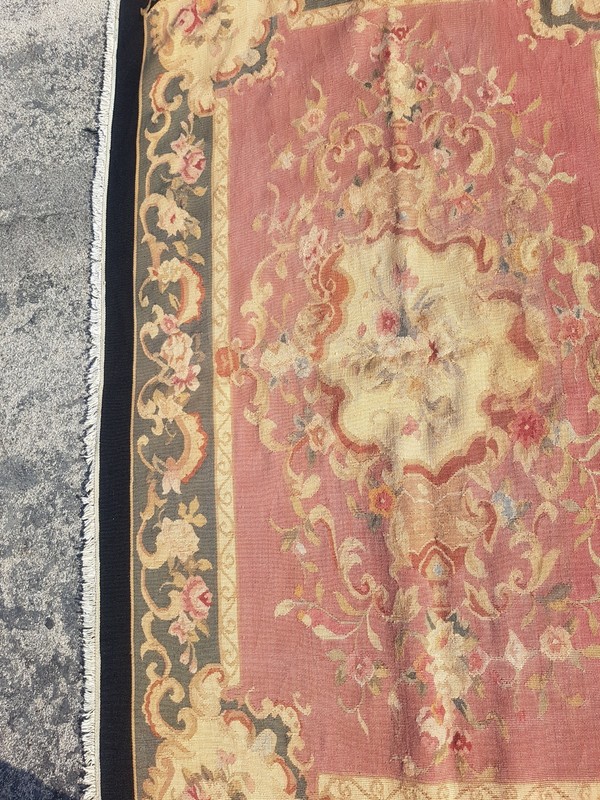 Vintage French Aubusson Needlepoint Floral Handmade Rug Wool Carpet 154x94 cm gallery