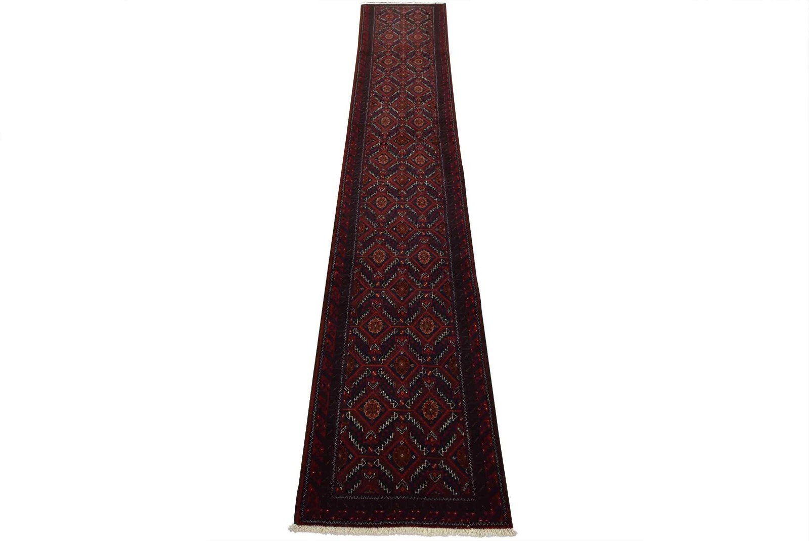 Baloch Runner 2'2'' x 11'6'' Blue Wool Vintage Tribal Hand-Knotted Oriental Rug gallery