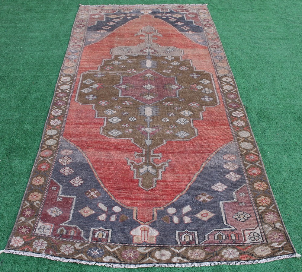 Turkish Rug 51''x110'' Vintage Light Muted Color Rug Oushak Carpet 132x287cm 4x9