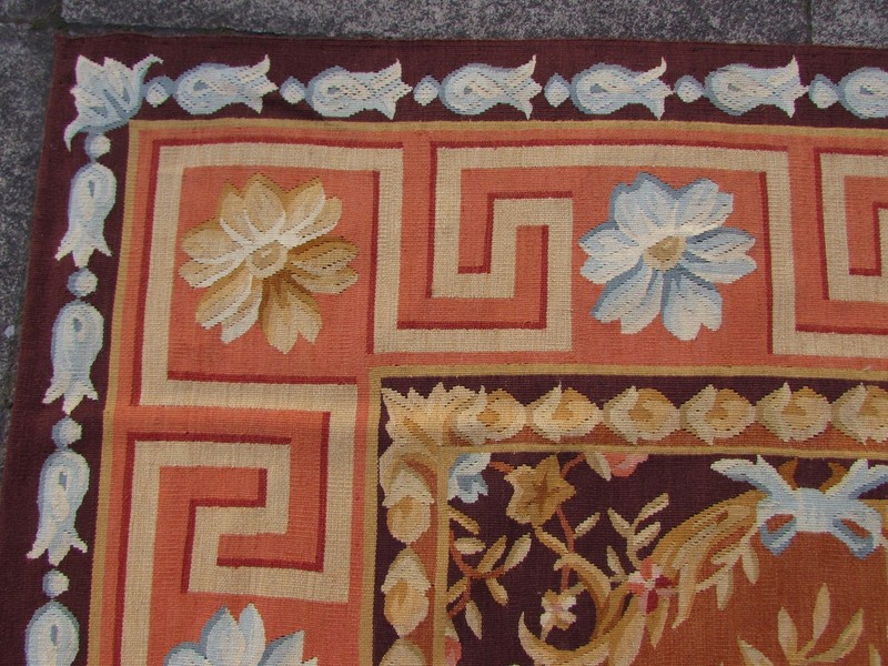 Vintage Hand Made French Design Wool Brown Gold Original Aubusson 370X272cm gallery