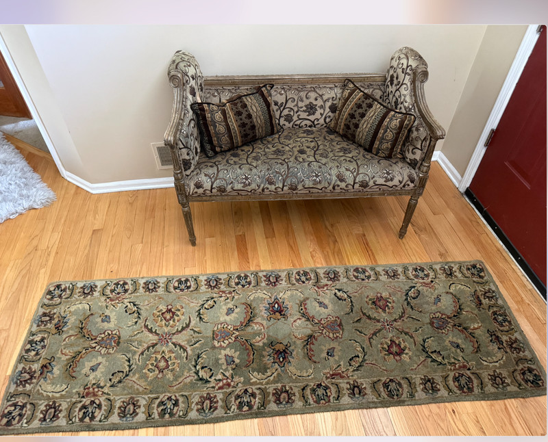 Persian Style Sage Green Floral Wool Runner Rug 2.5x7.5 Entryway Carpet gallery