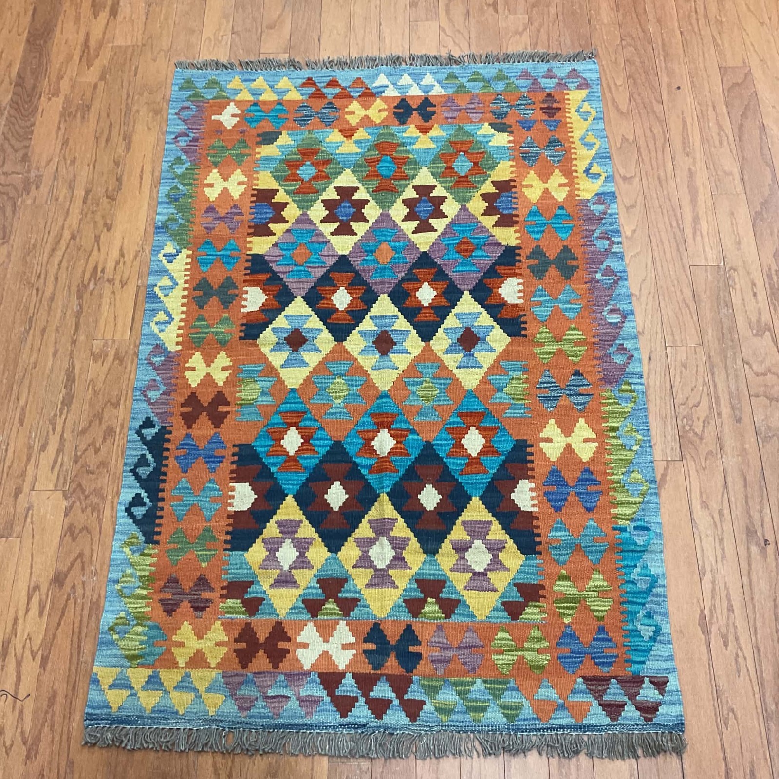 Afghan Hand-woven Mimana Kilim 100% Wool Area Rug (5'1" x 3'6") gallery