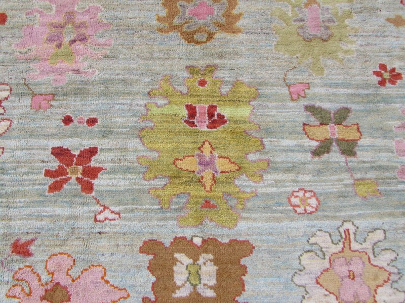 Vintage Traditional Hand Made Turkish Oushak Oriental Wool Blue Carpet 490x345cm gallery