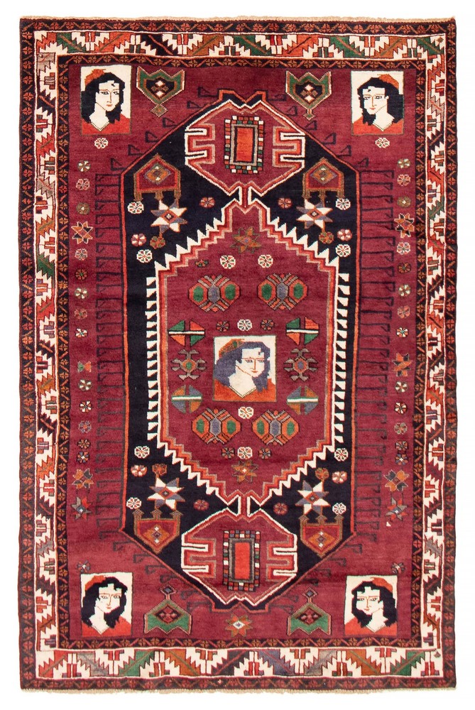 Vintage 4'10" x 7'6" Traditional Hand Knotted Vegetable Dye Wool Area Rug