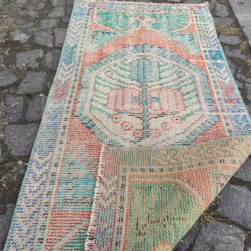 2x5 Turkish kitchen rug 2.4 x 4.82 ft Vintage Handmade rug 73 x 147 cm runner gallery