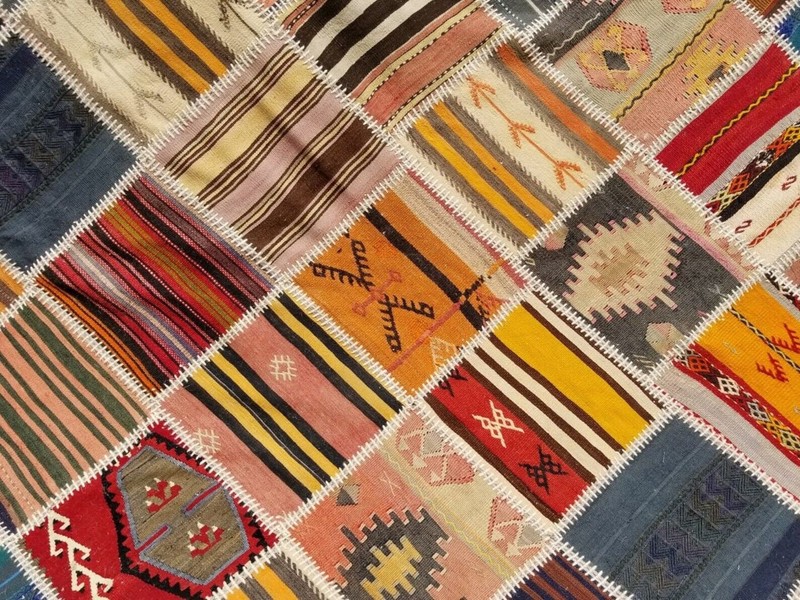 Beautiful Antique Multi-Colored Wool Pile Tribal Area Patchwork Rug 8x12ft gallery