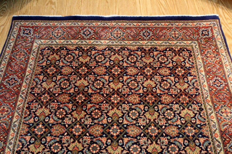 4X6 Ft. HANDMADE WOOL RUG BIDJAR DESIGN TRADITIONAL DESIGN dark-blue-background gallery