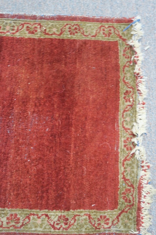 Vintage Red Kurdish Malayer Plain Border Small Rug Hand Knotted Wool 1.5' x 3' gallery
