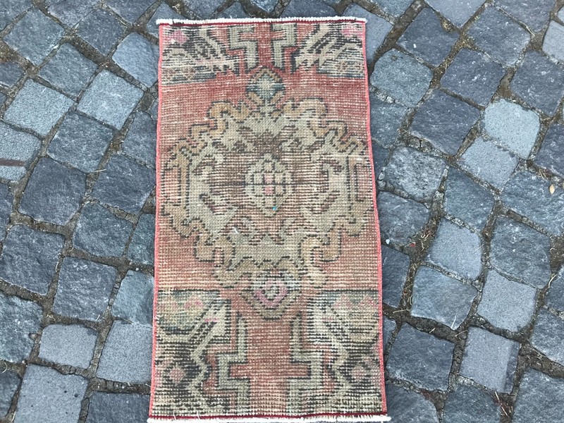 Bath Mat Rug, Oushak Kilim Rug, Turkish Vintage Rug, Home Decor Rug 1,3 x 2,3 ft gallery
