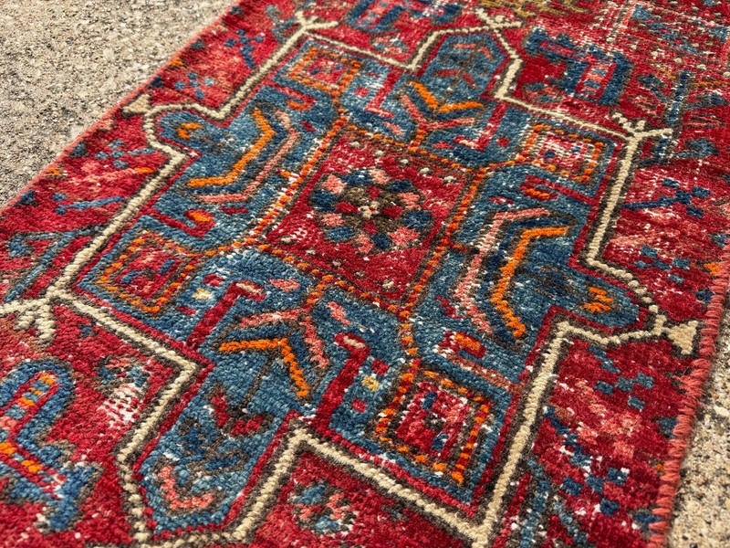 2x8 ANTIQUE HERIZ RUNNER RUG handmade VINTAGE narrow old worn geometric real red gallery