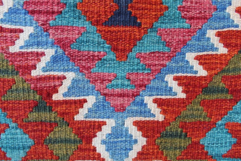 Kilim Vintage Traditional Hand Made Oriental Brown Red Wool Small Kilim 89x55cm gallery