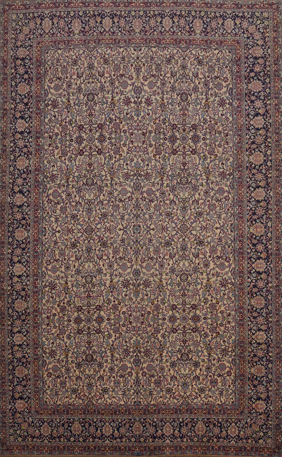 Vegetable Dye Traditional Ivory Wool Palace Size Rug Vintage Handmade Rug 11x17 gallery