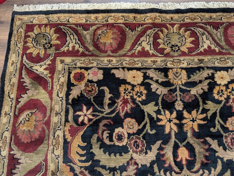 Indo Per'sian Mahal Rug 8x10, Traditional Wool Oriental Carpet, Black and Maroon gallery