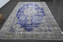 Oushak Turkish Vintage Rug 8×11 Kilim Rug Anatolian Handmade Boho Decor BLUE