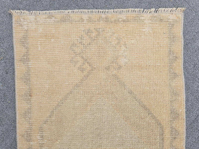 Vintage Turkish Oushak Rug 1.5x3.1 Hand Knotted Wool Neutral Faded Mat, gallery