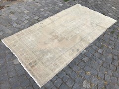 Bohemian Area Rug Handmade Wool Rug Turkish Vintage Traditional Rug 4,0 x 7,7 ft