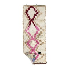 Moroccan Handmade Vintage Rug 2’x5’5″ Berber Geometric Pink Wool And Cotton Rug