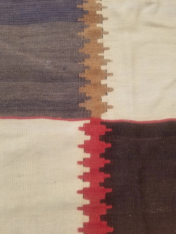 Distressed Vintage Hand Made Scandinavian Wool Multicolor Kilim 223x141cm gallery