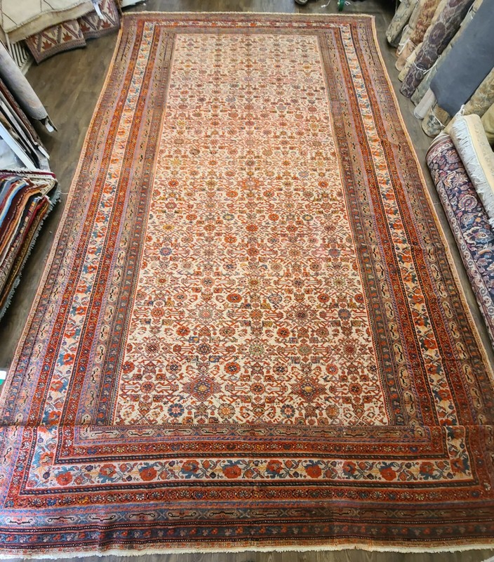 Very large Antique authentic handwoven P Mahal circa 1920s size 11'×22' gallery