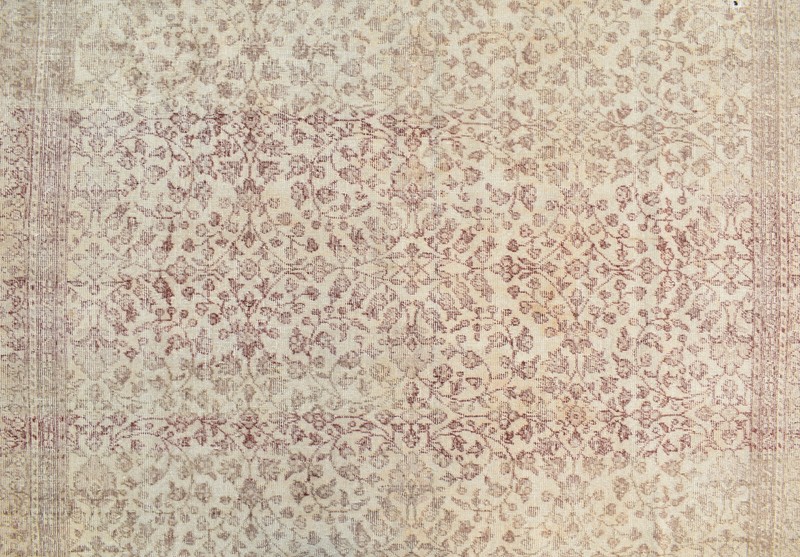 Oushak Turkey Rug 6x9 Vintage Beige Color Low Pile Floral Design Rug 198x295cm gallery