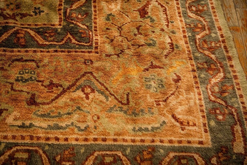 13X17 Antique Turkish Oushak Green Wool Area Rug 1890 gallery