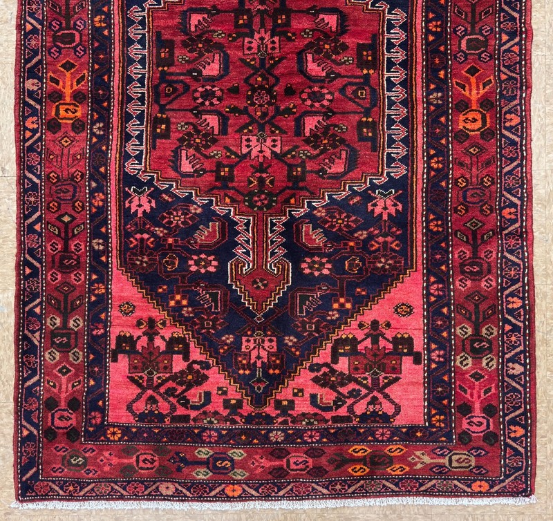 Hand Knotted Wool Area Rug 5x7 Zanjan Navy Blue Red Tribal Geometric Oriental gallery