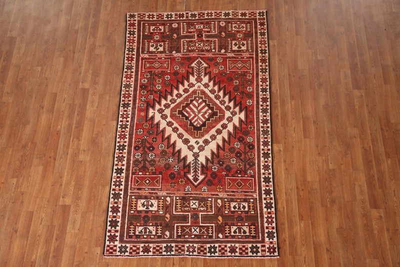 Vintage Traditional Geometric Red/ Ivory Area Rug 4'x7' Wool Hand-knotted Carpet gallery