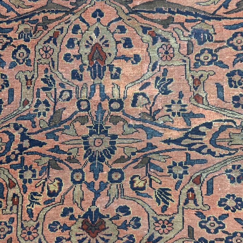 Antique Per'sian Sarouk Rug 11”5 x 8”11, Red/Navy blue Floral, 1920s Wool Rug gallery