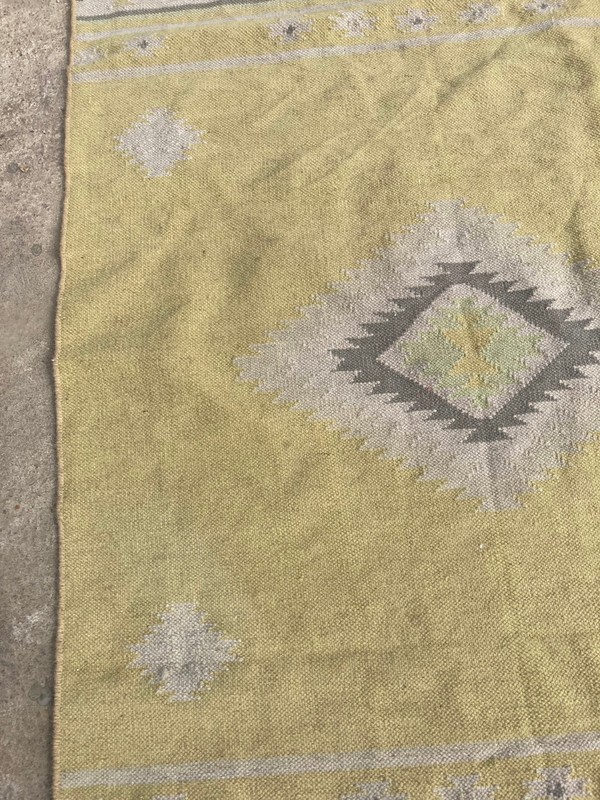 Vintage Traditional Handmade Turkish Geometric Wool Flat Kilim Rug 156x100 cm gallery