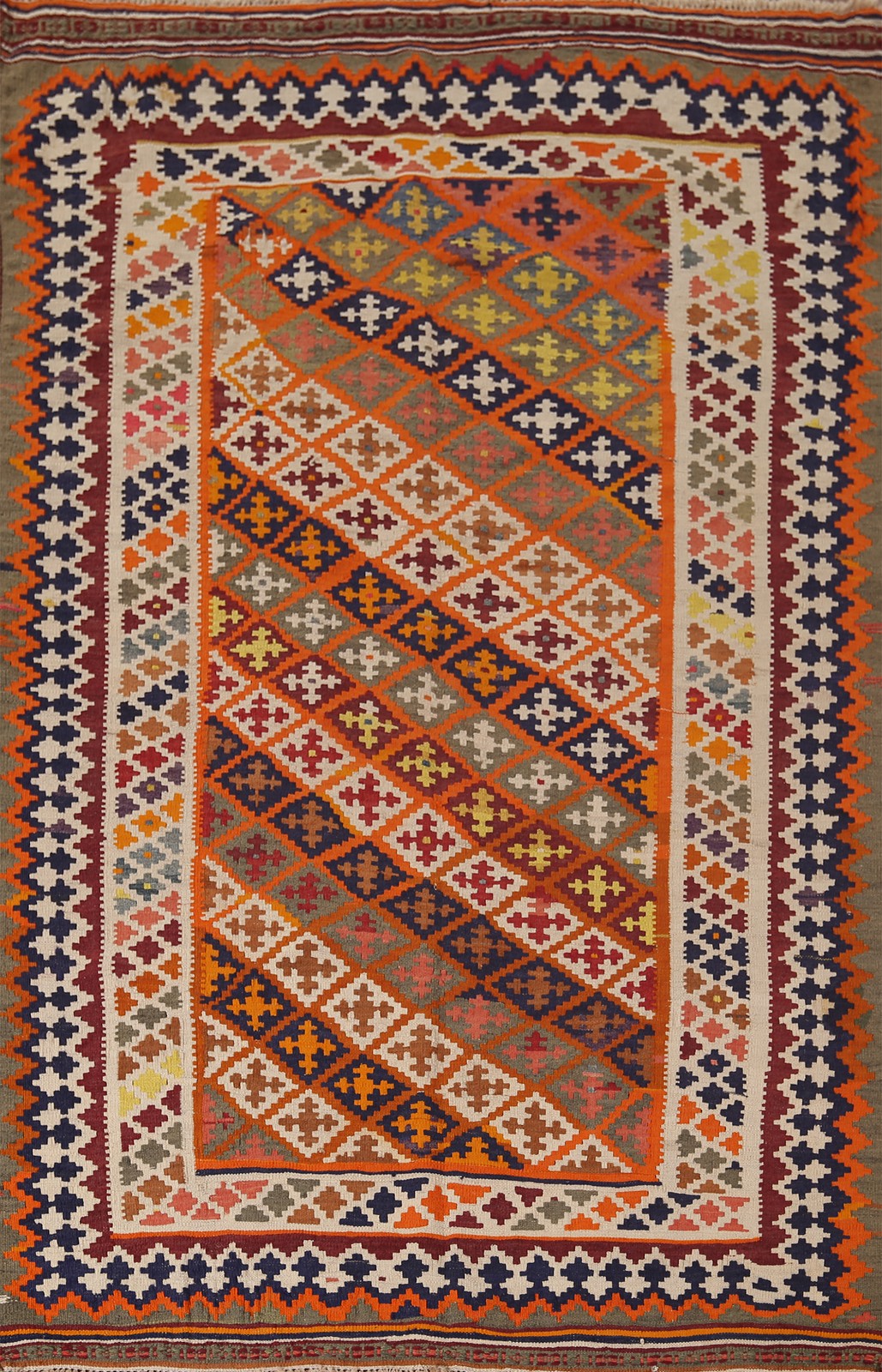 Kilim Area Rug 5x8 Vegetable Dye Geometric Wool Hand-woven Vintage Carpet gallery
