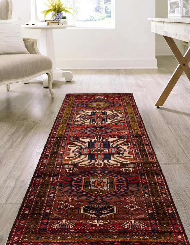 Vintage Hand-knotted Runner Rug 3'7" x 10'10" Traditional Oriental Wool Carpet gallery