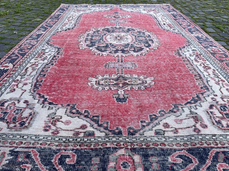 Bohemian Large Rug, Turkish Vintage Rug, Handmade Wool Rug, 5,7 x 9,2 ft gallery