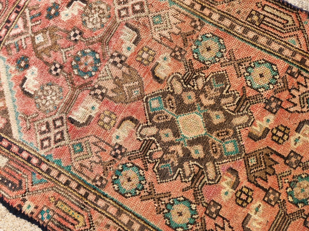 3'7"x2'2" ANTIQUE HAND KNOTTED CAUCASIAN KAZAK SERAPE TRIBAL WOOL MUTED RUG