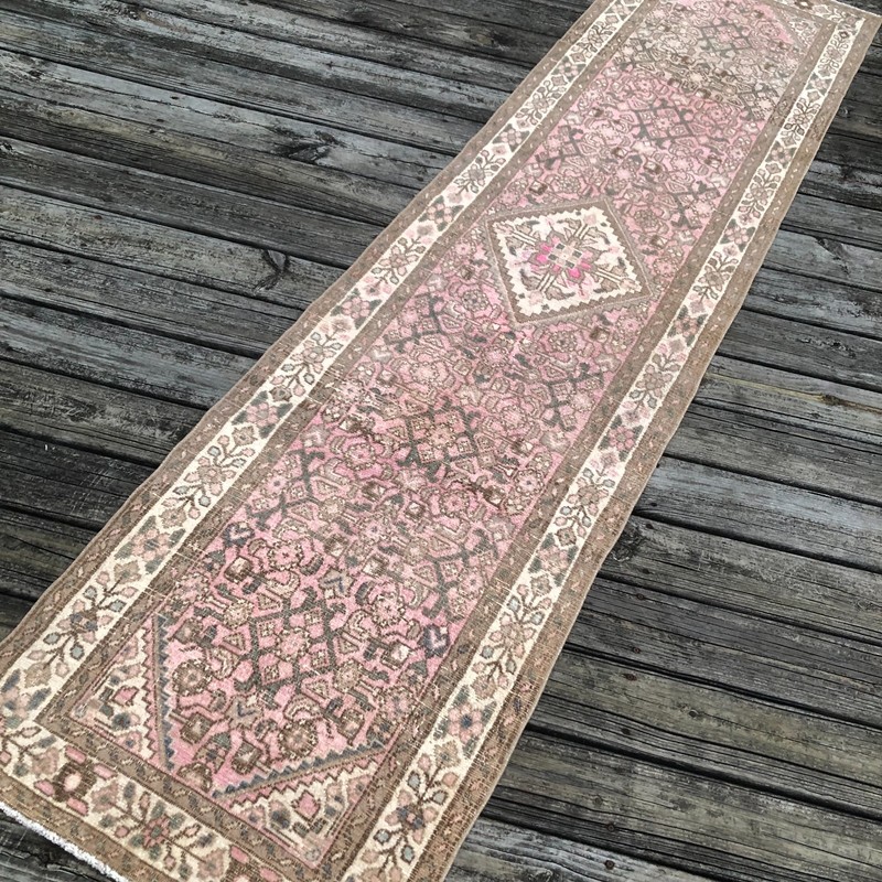 Vintage Runner Rug | Pink and Brown Tones | 3x10 gallery