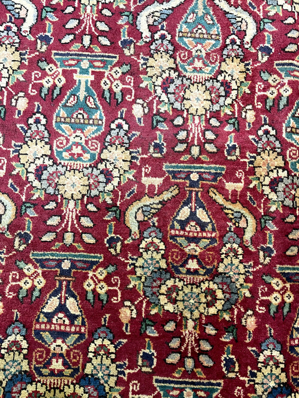 Antique Oriental Hand-Knotted Wool Area Rug Red/Navy Blue/Green 9'6" x 12'11" gallery