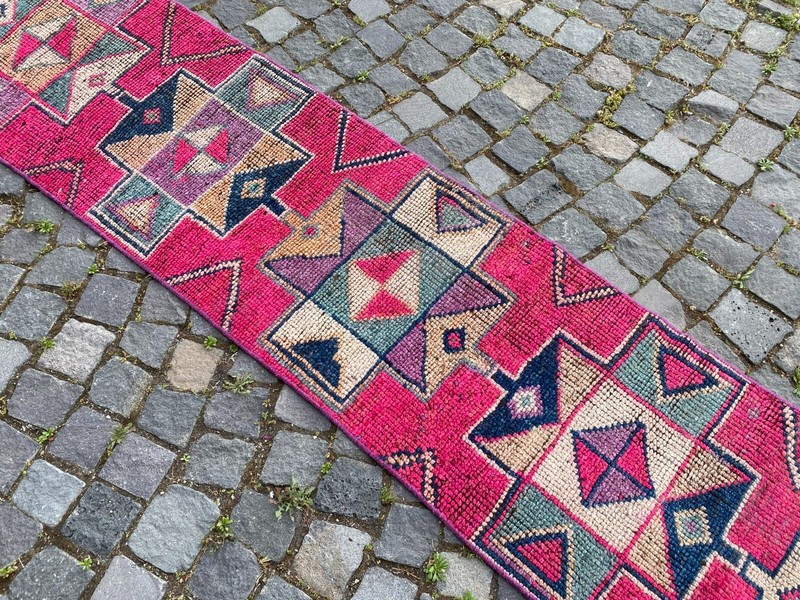 Bohemian rugs, Runner rug, Handmade, Turkish rug, Vintage, Wool | 1,8 x 11,2 ft gallery