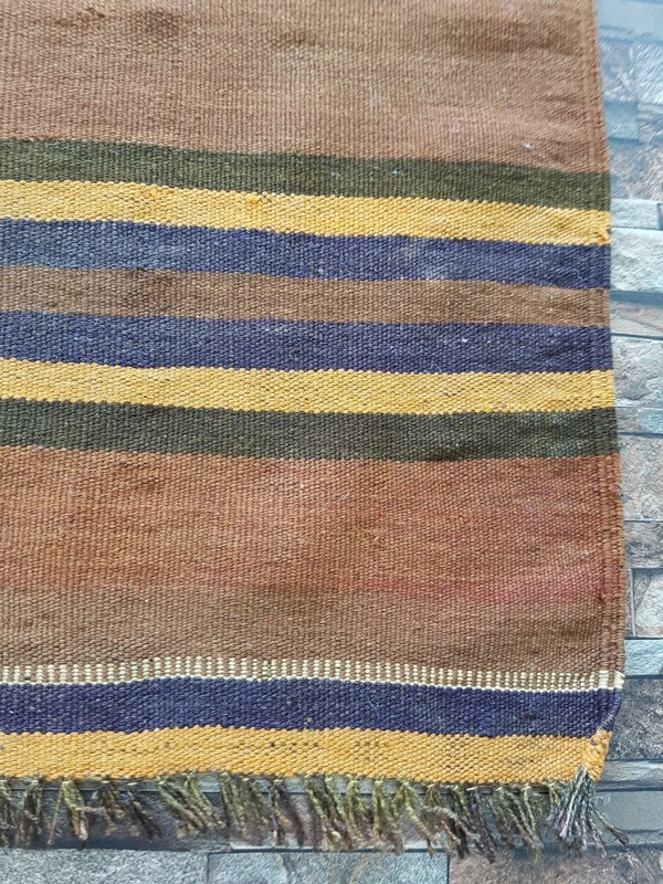 Vintage Handmade Traditional Lovely Striped Kilim Floor Rug Carpet 166x138 cm gallery