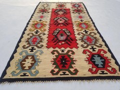 Fine Vintage Traditional Hand Made Oriental Wool Multicolor Kilim 106x59cm
