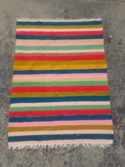 Vintage Traditional Hand Made Oriental Stripped Wool Multicolor Kilim 105x65cm
