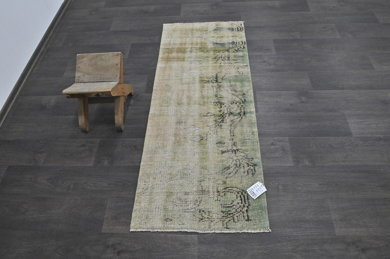 Vintage Turkish Runner Rug 2x5ft Wool Anatolian Handmade Hallway Oushak BEIGE gallery