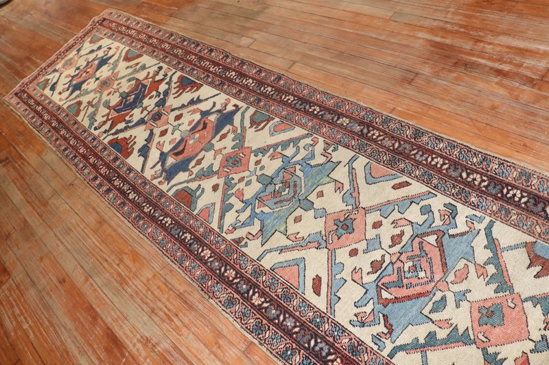 Antique Serapi Ivory Runner Rug 2'10''x13'1'' gallery