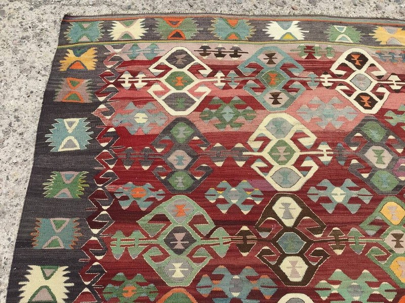 Turkish Area kilim rug, Anatolian rug, Teppich Kelim, Tapis, 5'7"x 9'6"ft, gallery