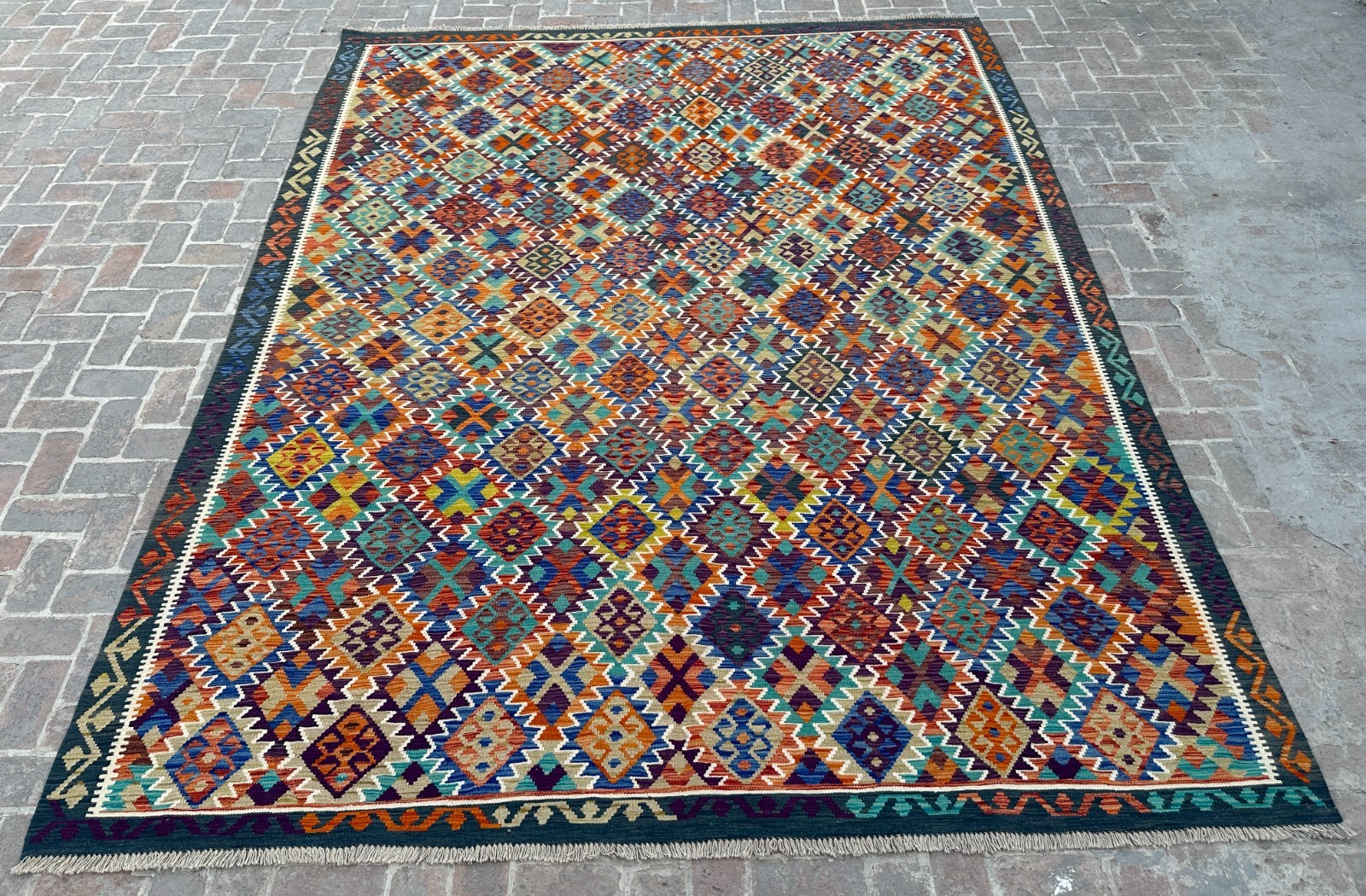 10x13 ft Large Oriental Turkish Multicolor Handwoven Afghan Modern Turkmen Rug gallery