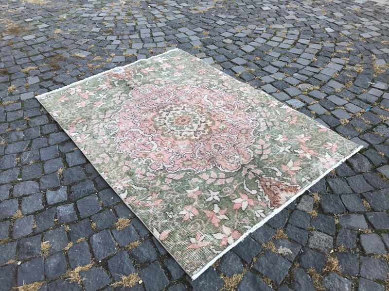 Turkish Vintage Rug, Home Decor Rug, Boho Decor Rug, Oushak Kilim Rug, 4,0 x 5,4 gallery